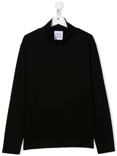 Douuod Teen Roll-neck Long-sleeved Jumper In Black