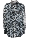 Pierre-louis Mascia Abstract-print Silk Shirt In Grey