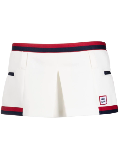 Miu Miu Logo-embroidered Mini Skirt In White