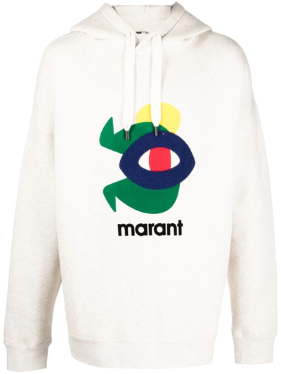 Isabel Marant Logo-print Long-sleeve Hoodie In Neutrals