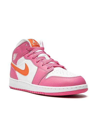 Jordan Babies' Air  1 Mid Sneakers In Pinksicle/ Orange/ White