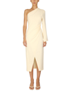 Nanushka Florence One-shoulder Asymmetric Midi Wrap Dress In Bianco