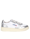 Autry 'medalist Low' White And Silver Low Top Sneakers With Logo Patch In Silver