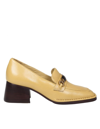 Tory Burch Perrine Leather Loafer With Logo Clamp In Senape
