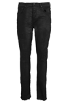 Purple Brand Black Five-pocket Style Jeans With Rips Detail In Stretch Cotton Denim Man In Black Resine Core