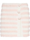 Balmain Button-embellished Striped Knitted Mini Skirt In Fant Panna
