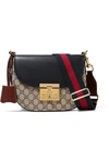 GUCCI PADLOCK SADDLE MEDIUM LEATHER-TRIMMED COATED-CANVAS SHOULDER BAG