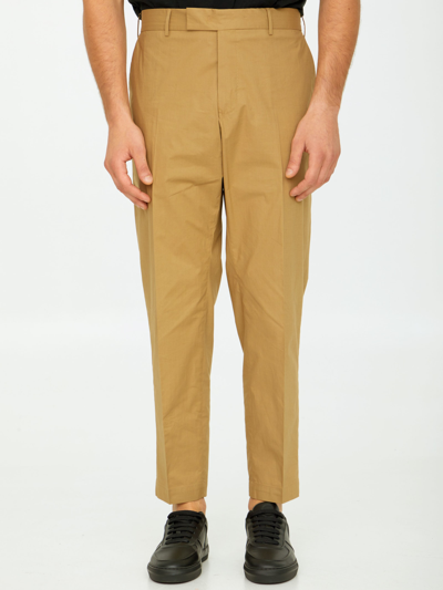 Pt01 Beige Cotton Trousers