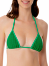 Mc2 Saint Barth Woman Green Crinkle Triangle Top Swimsuit In Green