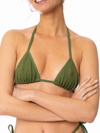 Mc2 Saint Barth Woman Forest Green Crinkle Triangle Top Swimsuit In Green