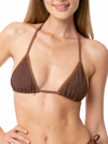 Mc2 Saint Barth Woman Brown Crinkle Triangle Top Swimsuit In Brown