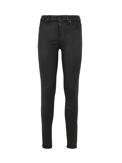 7 For All Mankind High-waisted Skinny Coated Slim Illusion In Black