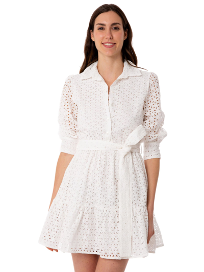 Mc2 Saint Barth White Cotton Short Dress With Embroideries
