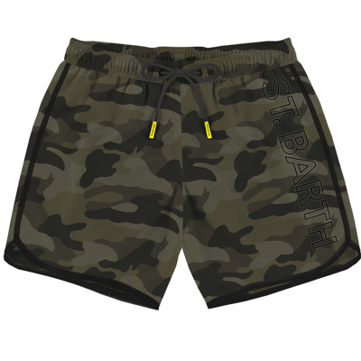 Mc2 Saint Barth Man Swimshorts With Side Logo And Contrast In Green
