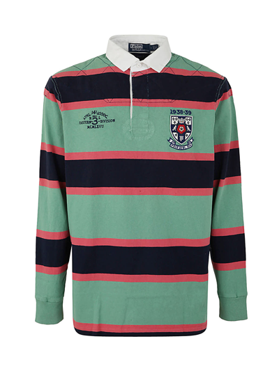 Vivienne Westwood Long Sleev Rugby Iconic T-shirt With Stripes In Haven Green Multi