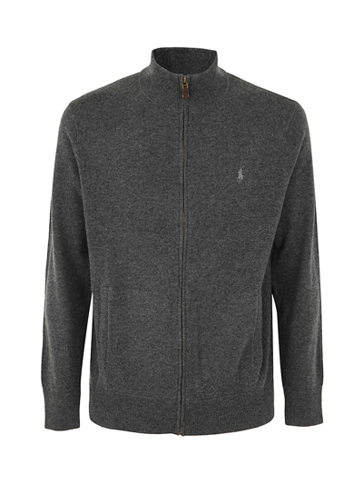 Stone Island Long Sleeve Full Zip Pullover In Dark Charcoal Heather
