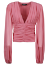 Blumarine Ruched-detail Blouse In Bubblegum