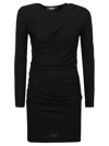 Dsquared2 Ruched Long Sleeve Mini Dress In Black