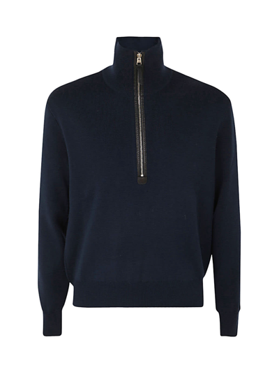 Filippo De Laurentiis Long Sleeve Half Zip In Blue