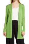 Halogen Side Slit Cardigan In Green Foliage