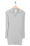 Abound Long Sleeve Polo Knit Shirt Dress In Grey Heather