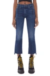 Mother The Insider High Waist Crop Step Fray Hem Bootcut Jeans In Blue