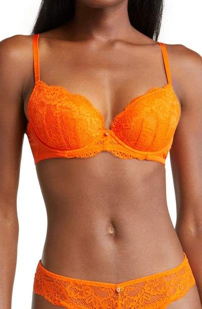 Ann Summers Fuller Bust Heart to Heart non padded balcony bra with contrast  binding in pink and orange