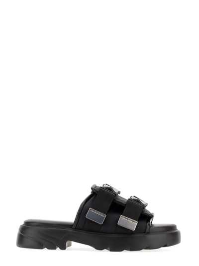 Bottega Veneta Double-buckle Leather Slides In Black