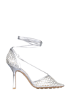 Bottega Veneta Neutral Stretch 90 Mesh Pumps In Silver