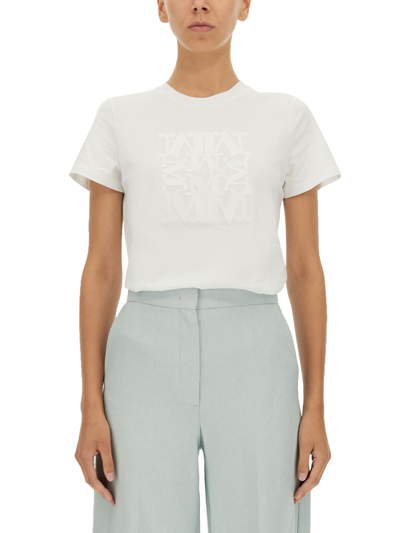 Max Mara T-shirt With Logo Patch In White