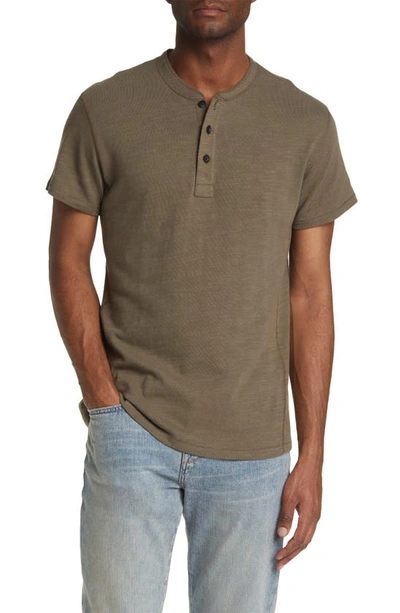 Rag & Bone Classic Short Sleeve Henley In Olive