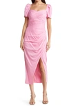 Self-portrait Iris Sweetheart-neck Stretch-woven Midi Wrap Dress In Pink