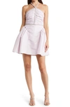 Self-portrait Diamante Detail Halter Neck Taffeta Dress In Lilac