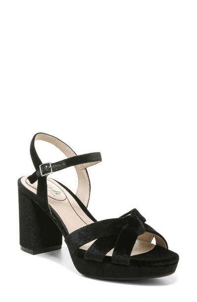 Lifestride Lucky Block Heel Platform Sandal In Black Velvet