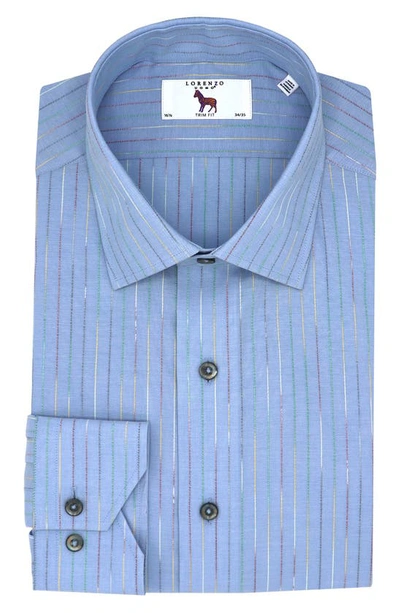 Lorenzo Uomo Trim Fit Stripe Dress Shirt In Light Blue
