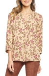 Nydj Three Quarter Sleeve Printed Pintucked Back Blouse In Victoria Park