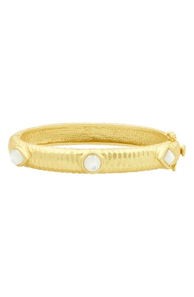 Freida Rothman Mother-of-pearl Bangle Bracelet In Gold