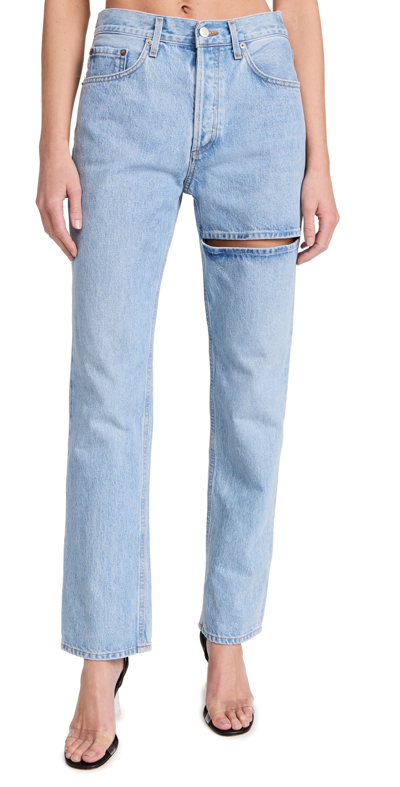 Agolde Lana Straight-leg Jeans With Slice Detail In Clash