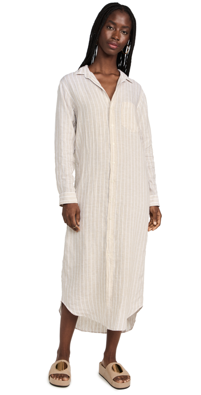 Frank & Eileen Rory Woven Long Dress In Sand Stripe