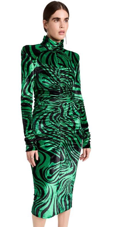 Philosophy Di Lorenzo Serafini Dress Philosophy Longuette Zebra Pop In Velvet In Green