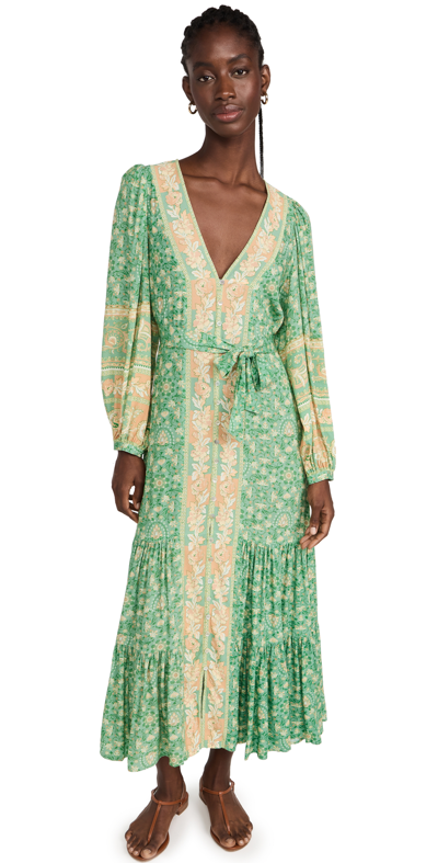 Spell Madame Peacock Button Through Gown In Emerald | ModeSens