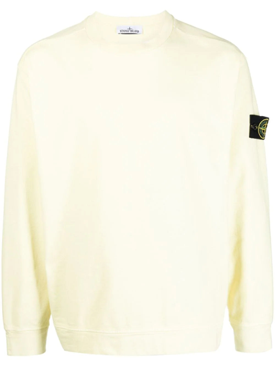 Stone Island Ivory Wool Blend Sweater In Yellow