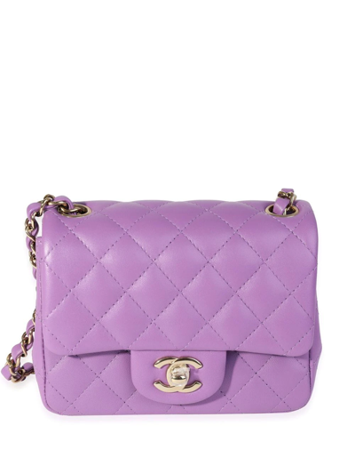 Pre-owned Chanel Mini Classic Flap Square Shoulder Bag In Purple