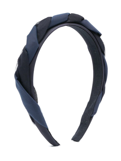 Il Gufo Kids' Braided Two-tone Head Band In Blue