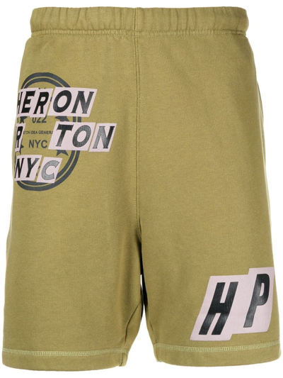 Heron Preston Logo-patch Track Shorts In Green