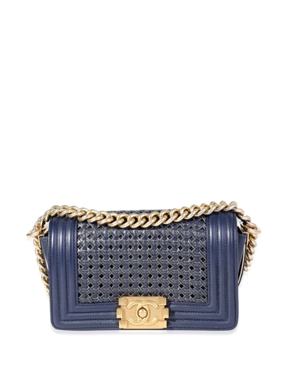 Pre-owned Chanel Small Boy Shoulder Bag In Blue