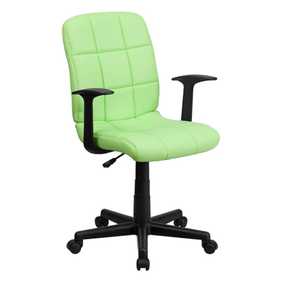 Offex Mid-back Green Quilted Vinyl Swivel Task Office Chair With Arms