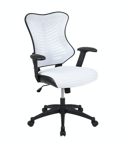 Offex High Back Designer White Mesh Executive Swivel Ergonomic Office Chair With Adjustable Arms