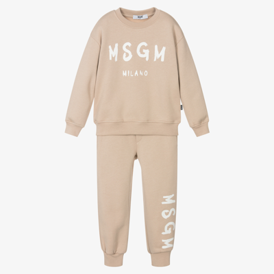 Msgm Kids' Boys Beige Cotton Tracksuit