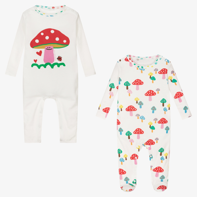 Stella Mccartney Kids Girls Mushroom Babysuit Set (2 Pack) In White